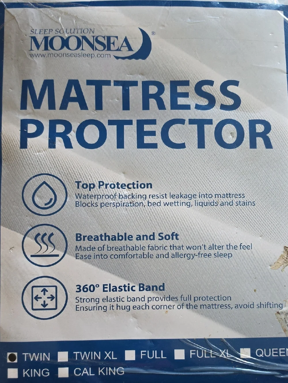 Moonsea Waterproof Mattress Protector Twin Size,White